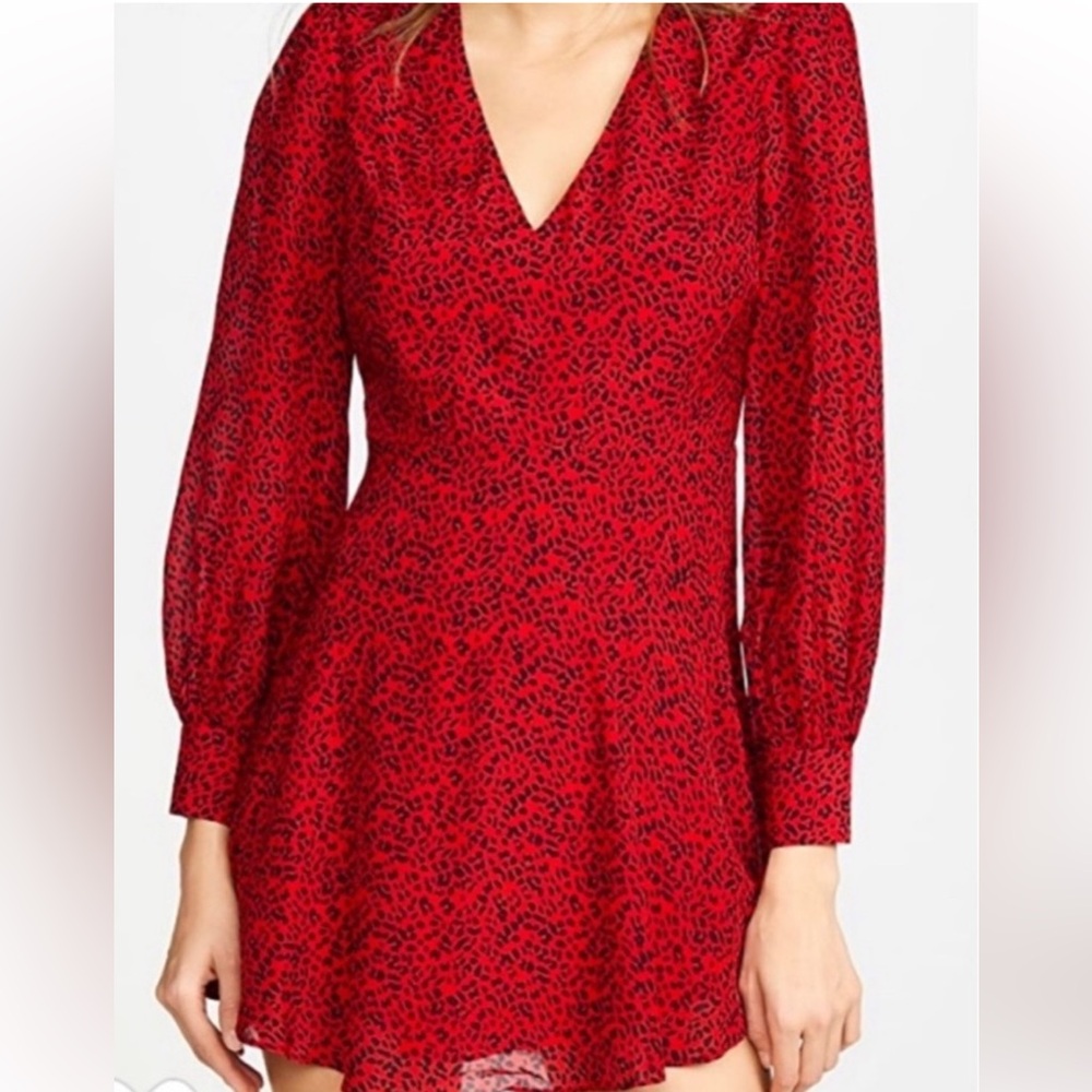 Size 2 - Alice + Olivia - Polly Red & Black Leopard Print Mini Dress